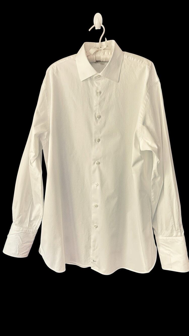 John W. Nordstrom Men’s White Textured Dress Shirt 100% Egyptian Cotton 17/36